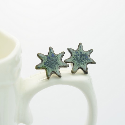 kolczyki ceramiczne Gwiazdki zielone- ceramiczne  kolczyki