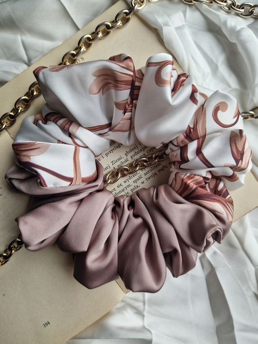 gumki do włosów Scrunchie Cinnamon Latte XL - gumka do włosów beżowa ecru