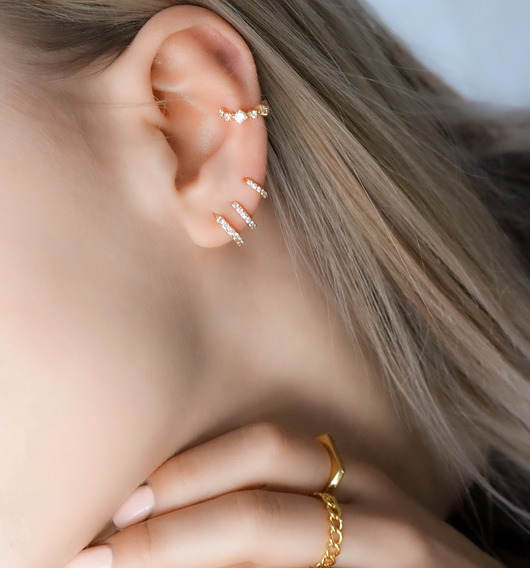 kolczyki pozłacane Kolczyki małe koła z cyrkoniami 9mm srebro