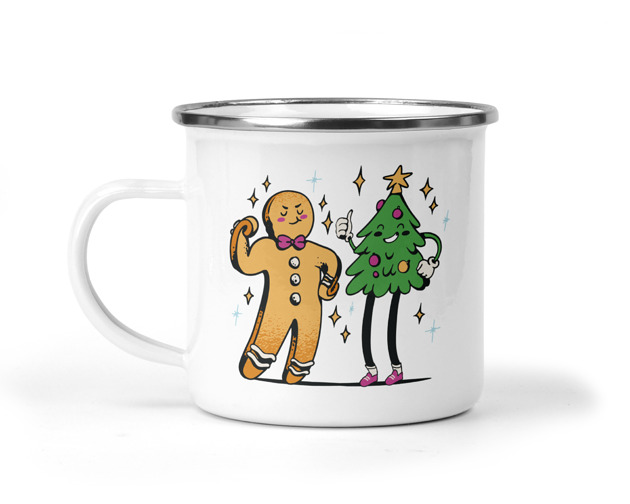 kubki Świąteczny kubek metalowy piernik i choinka