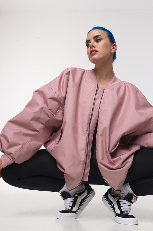 kurtki damskie Kurtka typu bomber oversize dusty pink