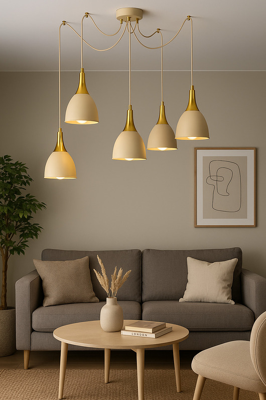 lampy wiszące Lampa Wisząca Metalowa Kaszmirowa ze złotym dodatkiem LED