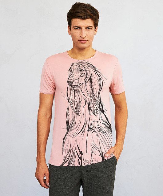 t-shirty męskie Afghan chart Dog Men's T-shirt light pink