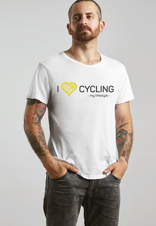 t-shirty męskie Koszulka T-SHIRT.  I love cycling - my lifestyle