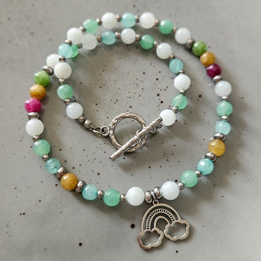 chokery Tęczowy choker z jadeitami