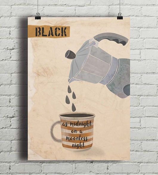 Czarna kawa - plakat fine art, giclee minimalmill