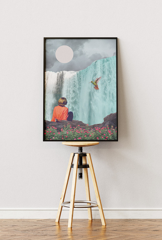 plakaty Plakat Wodospad - Kolaż Fine Art