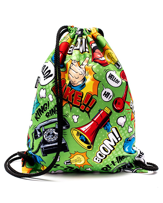 torebki, worki i plecaki dziecięce Worek Plecak Wodoodporny DR.CROW Comics Green
