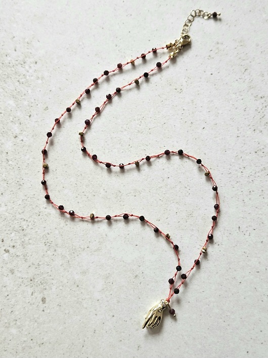 złote naszyjniki Naszyjnik N59 Granat, hematyt