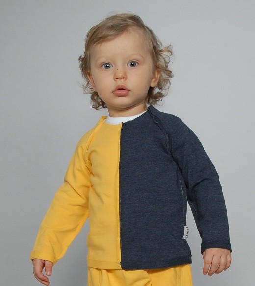 WIOSENNA Bluzeczka dwukolorowa , jeans-żółty!! Gapula