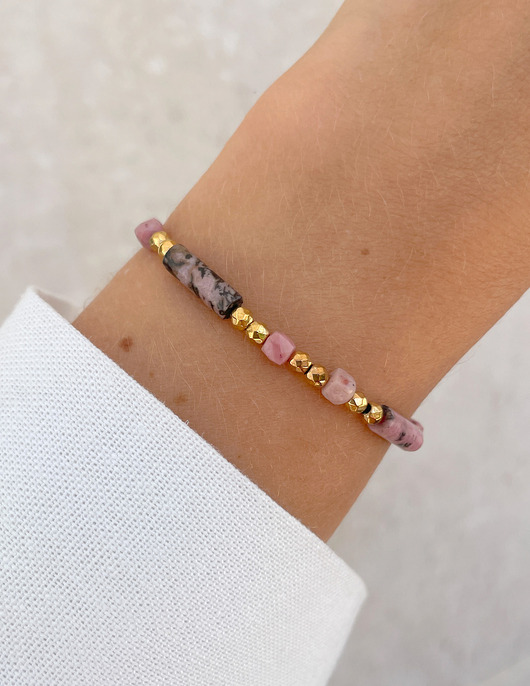 bransoletki z kamieni naturalnych Bransoletka na gumce rodonit z hematytem