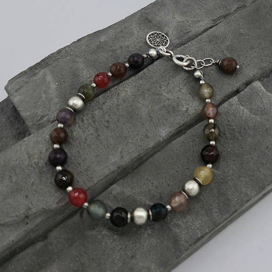 bransoletki z kamieni naturalnych Agat turmalinowy - bransoletka