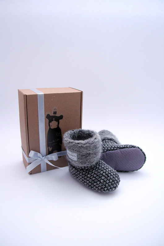 Bambosze / hand made / wełna / szare Mimi Monster