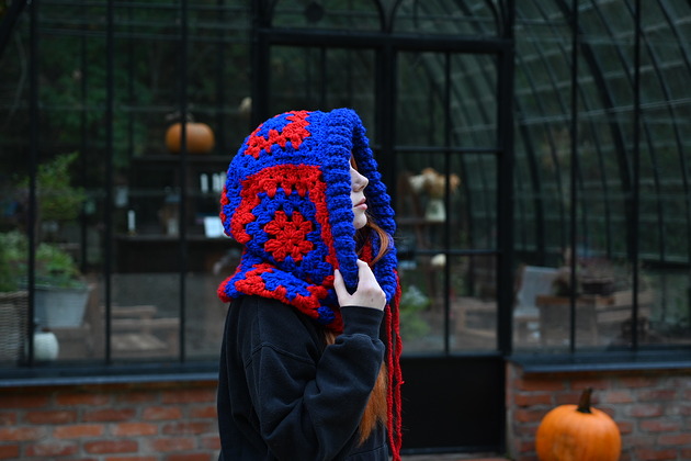 czapki damskie Balaclava 100% bawełna ręcznie szydełkowana