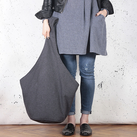 Short Boogi Bag grafitowa  / torebka hobo / boho hairoo