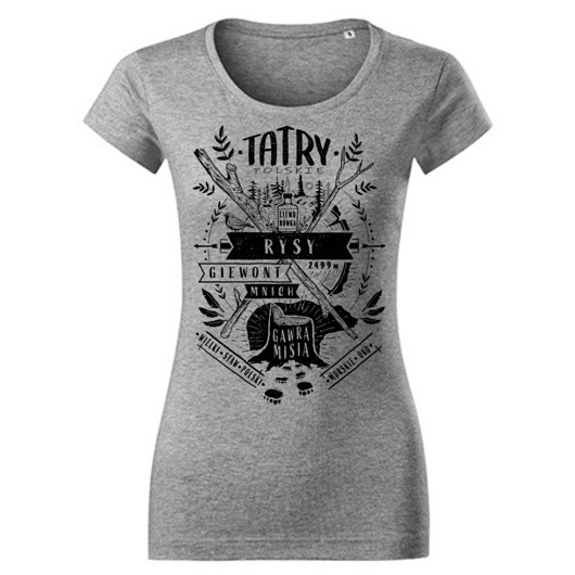 t-shirt damskie Tatra Art - Tatry Polskie koszulka t-shirt szary damski tatromaniaczka