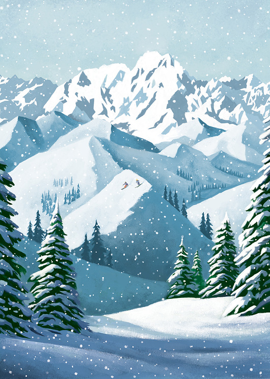grafiki i ilustracje Narciarze plakat