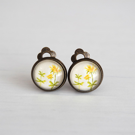 klipsy Klipsy - Wiesiołek - antyczny brąz, małe