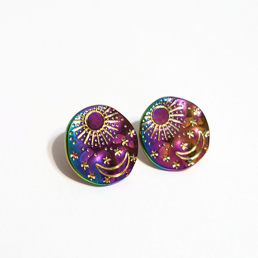 kolczyki - inne Kolekcja Starlight - Słońce, księżyc - stal, sztyfty