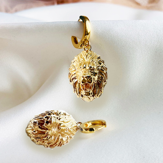 kolczyki pozłacane KOLCZYKI LEW , kolczyki z lwami , złote lwy