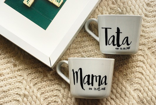 kubki Zestaw 2 kubków MAMA i TATA Z WYBRANĄ DATĄ