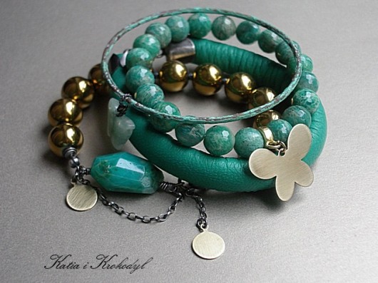 Gold hematite & opal  - bransoletka Katia i krokodyl