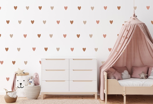 naklejki ścienne do pokoju dziecka Rysowane-Naklejane Serca Boho 48 Naklejek A7
