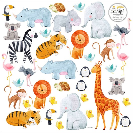 naklejki ścienne do pokoju dziecka Naklejki Zoo Animals 40x40 cm