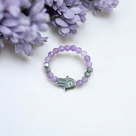 pierścionki elastyczne HARMONIA & OCHRONA - pierścionek - ametyst, hematyt