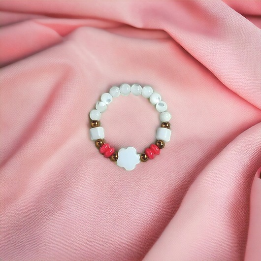 pierścionki elastyczne Pierścionek : summer : muszla, koral, hematyt