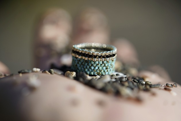 pierścionki - różne Pierścionek Beadingowy SandyBlue