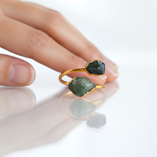 pierścionki złote Regulowany Pierścionek z Agatem Mszystym