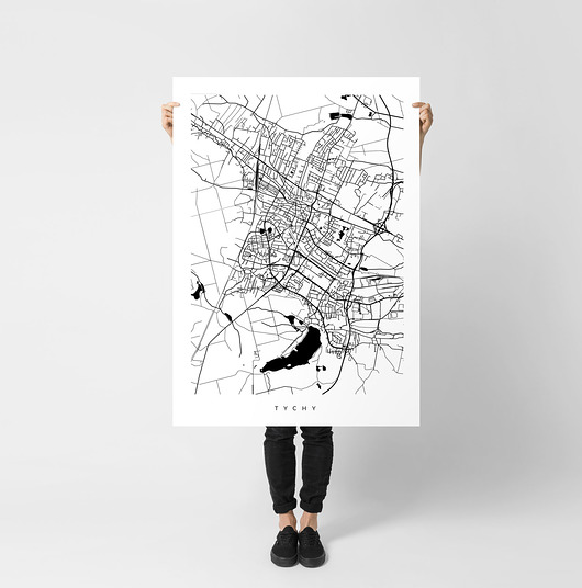 plakaty Tychy - mapa Tychów - plakat z mapą