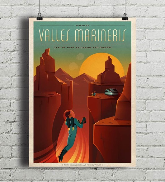 Mars Valles Marineris - vintage plakat minimalmill