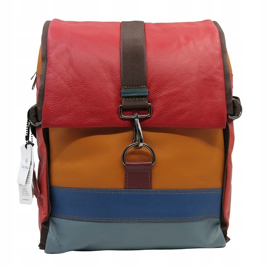 plecaki Plecak skórzany pojemny stylowy miejski mieści A4 kolorowy wygodny OLIVKA