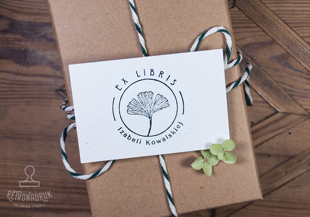 stemple Drewniany stempel ekslibris, ginko biloba