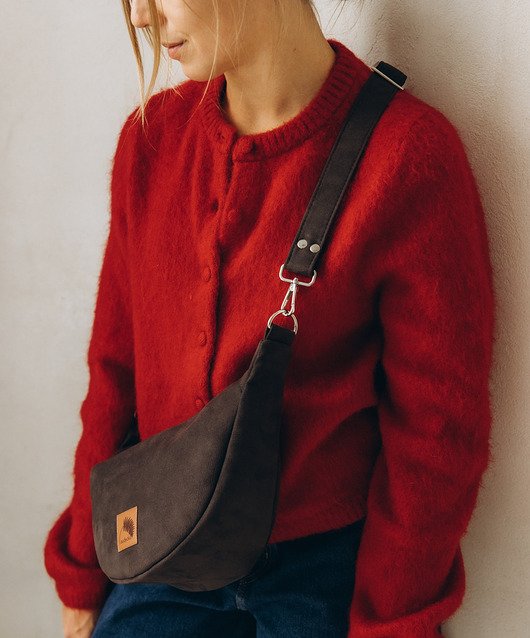 torby na ramię Mini ROGALIK z nubuku ekologicznego w kolorze brunatnym