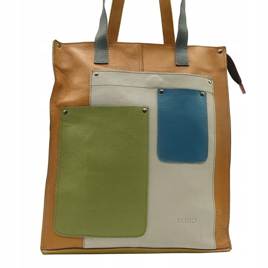 torby na ramię Torebka damska na ramię, shopper, duża, pojemna, mieści A4 skórzana OLIVKA