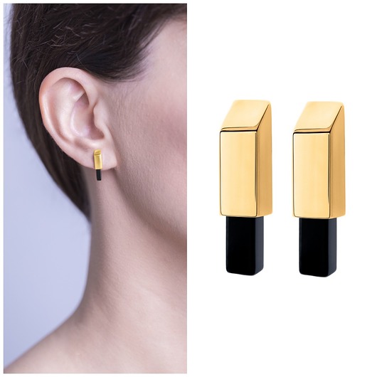 kolczyki EDGY Short/GOLD/ONYX/SHINE Daria Siwiak Jewellery