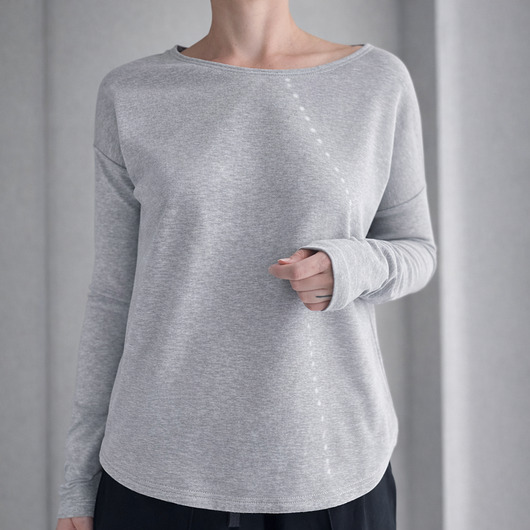 bluza bez kaptura damska Gruby Wąski rękaw Szary