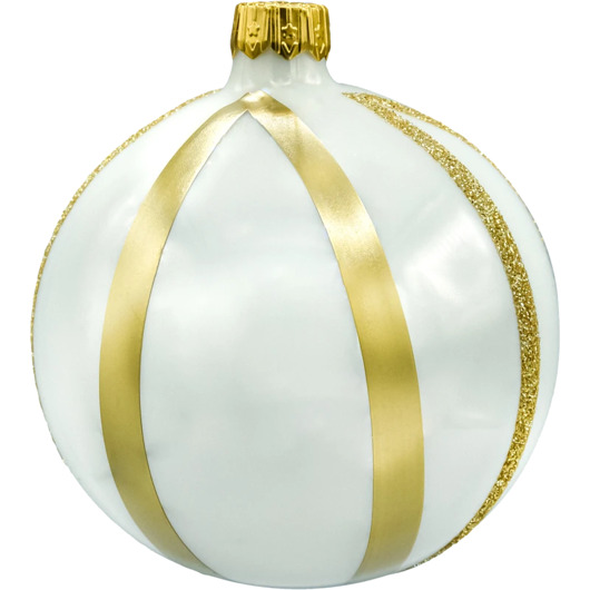 ozdoby choinkowe Bombki okrągłe białe ze złotymi paskami