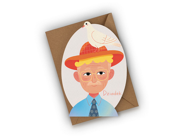 kartki świąteczne Kartka na Dzień Dziadka- Dziadek z gołębiem