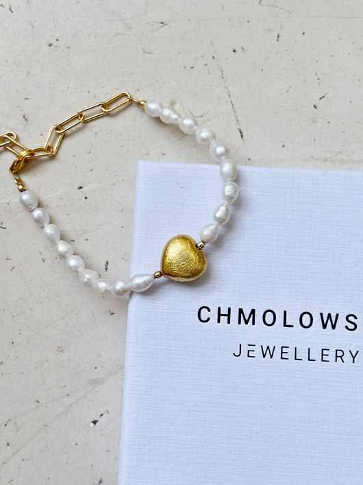 bransoletki - inne Bransoletka z pereł naturalnych serce