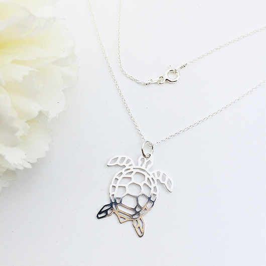 bransoletki srebrne Naszyjnik z żółwiem, srebrny żółw