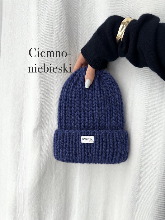 czapki damskie Czapka Lily 100% wełna *ciemnoniebieski*