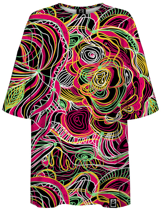 t-shirt damskie DR.CROW T-shirt Damski Oversize Drawn Flowers