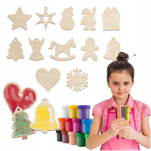 kartki scrapbooking Dekory Drewniane Ozdoby Zawieszki świąteczne Scrapki Kształty MIX 100 SZTUK