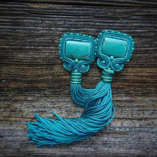 kolczyki soutache Turkus- kolczyki sutasz z chwostami