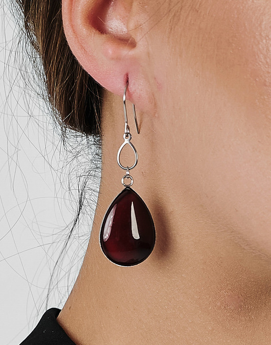 kolczyki szklane Perłowe kolczyki w odcieniu wina Ayliz e38/m39