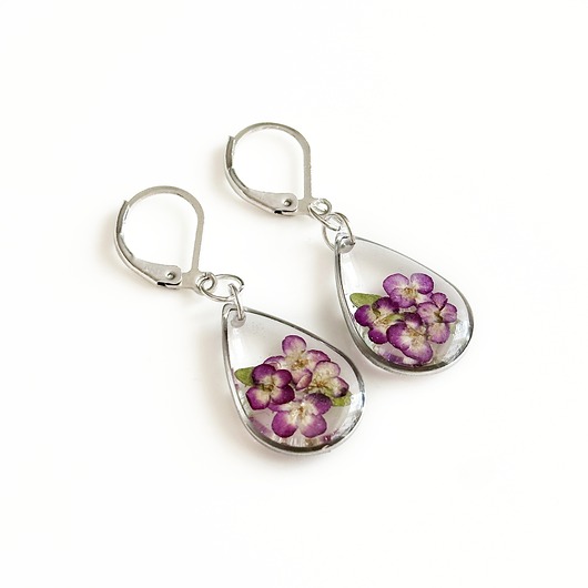 kolczyki z żywicy Kolczyki ze smagliczką, prezent dla kobiety